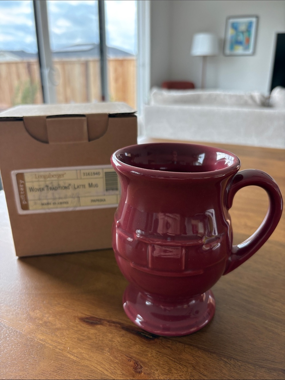 Longaberger Woven Traditions Burgundy Ceramic Mug